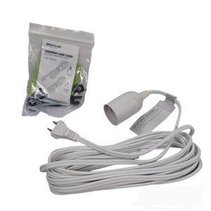 Jackyled Hanging Lamp Cord NEW 12ft -Indoor -White -Button Switch/Gear Switch
